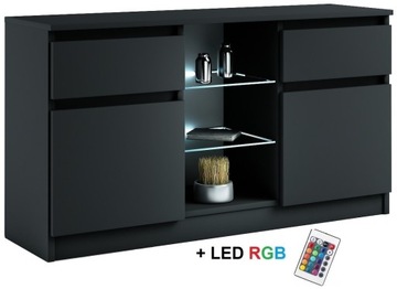 020-051 KOMODA LED2d2s + oświetlenie RGB - CZARNY