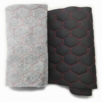 Экокожа GEO, черная, прострочена красной нитью.