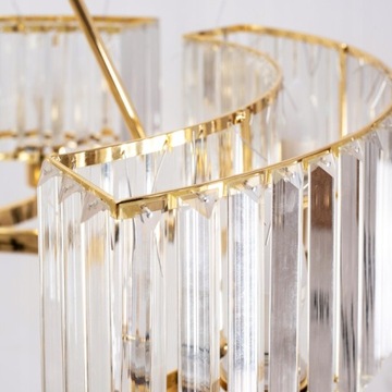 LAMPA SUFITOWA ZŁOTA ŻYRANDOL KRYSZTAŁOWY LED GOLD