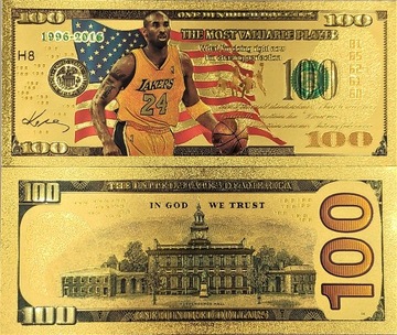 Красивая позолоченная банкнота номиналом 100 долларов Коби Брайант III