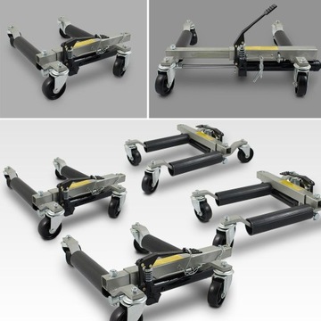 ТРАНСПОРТНАЯ МОНТАЖНАЯ ТЕЛЕЖКА С ПОДЪЕМОМ ДЛЯ АВТОМОБИЛЯ 680 КГ 4 ШТ.