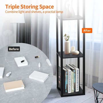 НАПОЛЬНЫЙ СВЕТИЛЬНИК ПОЛКА ДЛЯ ХРАНЕНИЯ 2в1 ЧЕРНЫЙ 160 СМ