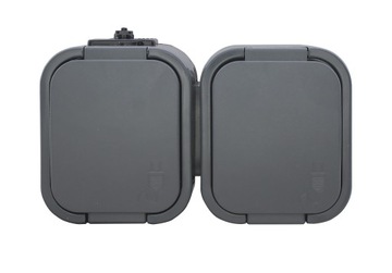 Двойная накладная розетка B2, серая IP44