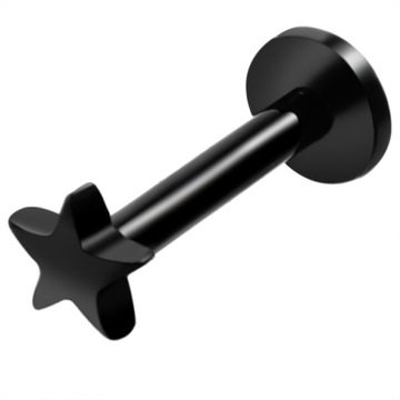 LABRET KOLCZYK TRAGUS HELIX CZARNY GWIAZDA 1,2/8/4