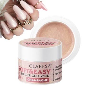CLARESA Soft & Easy 12g ŻEL BUDUJĄCY DO PAZNOKCI SAMOPOZIOMUJĄCY Champagne