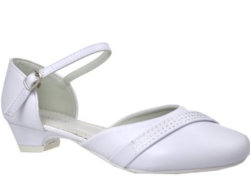 %New% PANTOFELKI Komunijne Obcas Wsuwane BIAŁE r35