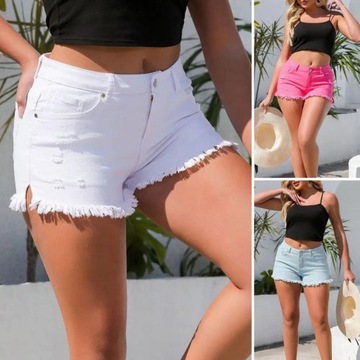 Summer Denim Shorts Women Ripped Edge Multi Pocket