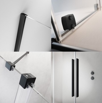 KABINA RADAWAY Furo Black walk-in 90 prawa przejrz