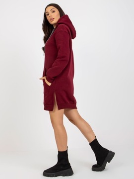 BLUZA DŁUGA damska CIEPŁA TUNIKA bordo one size