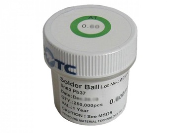 Kulki BGA 0.40 mm Sn63 Pb37 250.000szt OŁOWIOWE