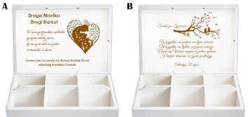 BIAŁE drewniane pudełko grawer ślub wesele prezent