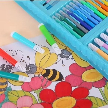 ZESTAW DO RYSOWANIA malowania artystyczny walizka 208 el. mazaki kredki