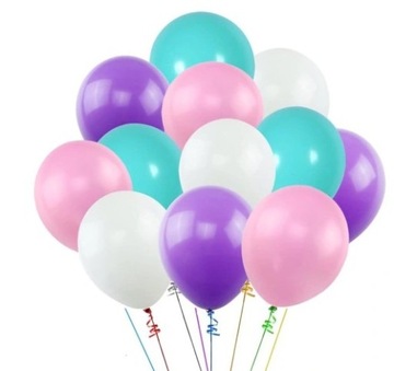 Balony unicorn różowe miętowe fiolet białe, balony urodzinowe, 10 szt