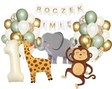 Zestaw Roczek Safarii Imię baner personalizowany