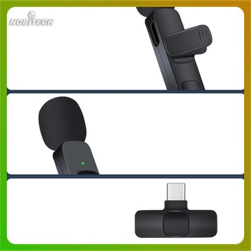 MIKROFON BEZPRZEWODOWY KRAWATOWY DO TELEFONU MINI USB-C 2 SZTUKI ZESTAW