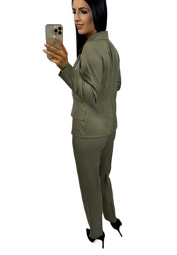 Damski Garnitur Garnitury Damskie Komplet Marynarka Spodnie Khaki XL