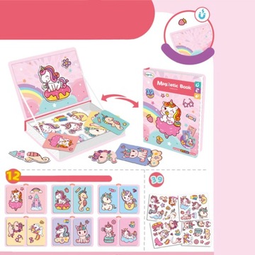 МАГНИТНЫЕ БЛОКИ КНИГА-ПАЗЗЛ ЕДИНОРОГ ОДЕЖДА КУКЛА-ПАЗЗЛ