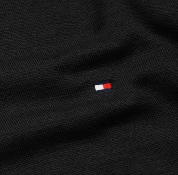 Klasyczny Męski Sweter Tommy Hilfiger V-neck Dekolt Serek Czarny r. XL