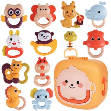 ПОГРЕМКИ Сенсорные прорезыватели ДЛЯ ДЕТЕЙ НАБОР ИЗ 12 ШТ. В КОРОБКЕ