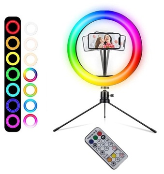 RGB СВЕТОДИОДНАЯ КОЛЬЦЕВАЯ ЛАМПА ДЛЯ МАКИЯЖА ШТАТИВ 160 СМ ДЛЯ СЕЛФИ, УДАЛЕННЫЙ