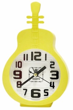 BUDZIK ZEGAR DLA DZIECI GITARA WIOLONCZELA PASTELOWY ŻÓŁTY