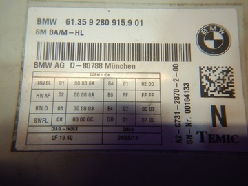 BMW F10 F11 ŘÍZENÍ SEDADLA PRAVÝ 6135 9280915