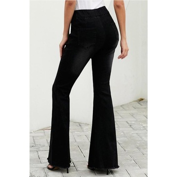 ch-Women Vintage Flared Trousers High Waist Denim XL