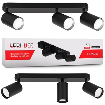 Lampa sufitowa kinkiet ścienny SPOT czarna Oprawa halogenowa LED 3x GU10