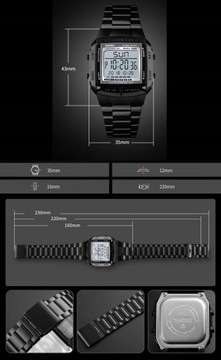 Zegarek męski Skmei wodoodporny WR50 tarcza standard 49mm podświetlenie LED
