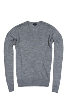 UNIQLO WOOL V-NECK CASUAL SWEATER MĘSKI SWETER 100% WEŁNA M