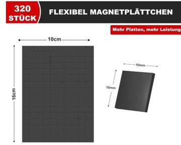 Płyty magnetyczne Thaibear paski magnetyczne 10 x 10 mm, 320 sztuk Magnesy