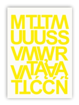 Самоклеящиеся буквы с буквами и цифрами желтого цвета, 50 мм.