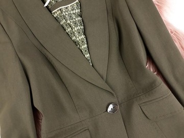 KHAKI ELEGANCKI WIZYTOWY KLASYCZNY ŻAKIET MARYNARKA BLAZER BIUROWY 42 XL