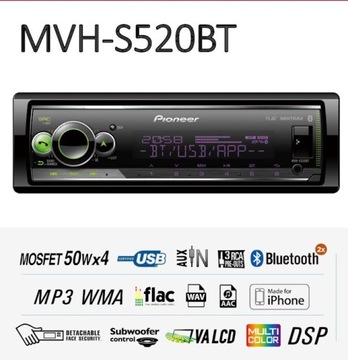 PIONEER MVH-S520BT USB Spotify RADIO SAMOCHODOWE 1-DIN !!!NAJNIŻSZA CENA!!!
