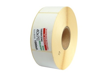 Etykiety termiczne 40x70 mm KLEJ ODLEPNY białe czyste do ZEBRA 1000 szt
