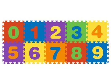 MATA PIANKOWA PUZZLE EVA Z RAMKĄ CYFRY 10 EL 30X30