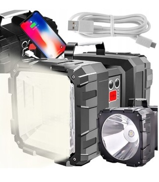 SZPERACZ LATARKA AKUMULATOROWA DWUSTRONNA POWERBANK BARDZO MOCNA USB LED