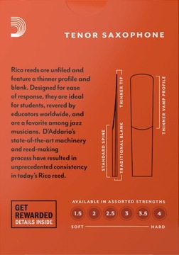 Трость для тенор-саксофона тенор 2,5 RICO Daddario RKA1025 1 шт.