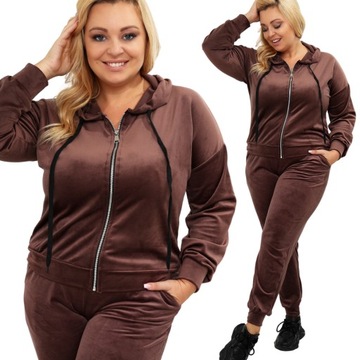 WELUROWY DRES damski PLUS SIZE czekoladowy r.48/50 biust 128 cm