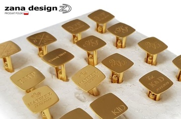 Prezent z grawerem | Złote Spinki do mankietów