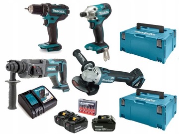 MAKITA ZESTAW 18V COMBO 4SZT NARZĘDZI 3 aku x5.0ah + GRATIS
