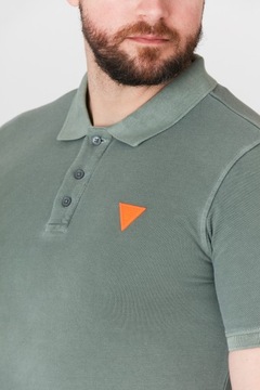 GUESS - Zielona koszulka polo męska z logo r M