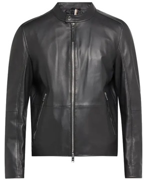 Kurtka męska skórzana HUGO BOSS r. L czarna skóra motocyklówka ramoneska