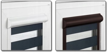 Рулонные шторы День и Ночь в кассете с направляющими 51х150 зебра