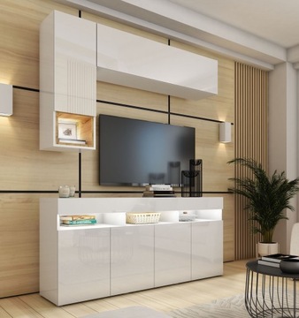Meblościanka komoda RTV biały połysk 175 PREMIUM