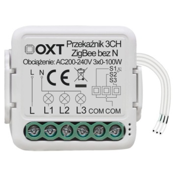 OXT Mini Przekaźnik 3 Obw bez N ZigBee TUYA Smart Life Zigbee2MQTT