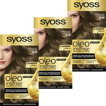 3X FARBA DO WŁOSÓW CIEMNY BLOND BEZ AMONIAKU SYOSS