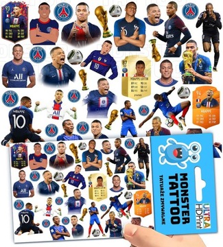 TATUAŻE ZMYWALNE TYMCZASOWE DLA DZIECI KYLIAN MBAPPE WZORY ORYGINALNE
