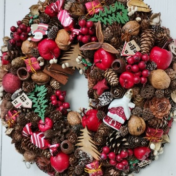 Рождественский венок, 35 см, новогоднее украшение, шишки