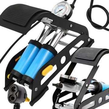 МОЩНЫЙ ДВУХПОРШНЕВЫЙ АВТОМОБИЛЬНО-ВЕЛОСИПЕДНЫЙ НАСОС НА НОЖКАХ